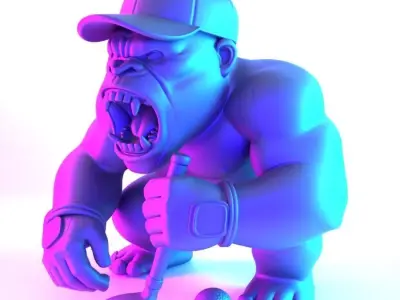  Jewelry Base Gorilla Silverback Golf Statue toy 3D print model