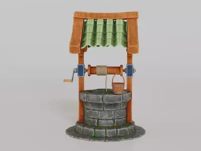 Stylized Medieval Water Well Low-poly 3D model