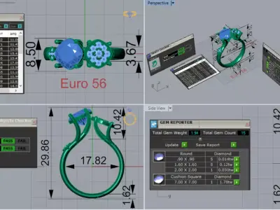 Two-tone Aquamarine and Diamond Ring Model jr00187 3D print model