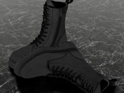 GREYDER 3D BOOTS - BLACK - HIGH Low-poly 3D model