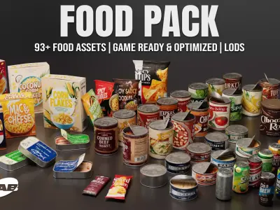 Food Pack - 93 Plus Game Ready Assets with 4K PBR and LODs Low-poly 3D model