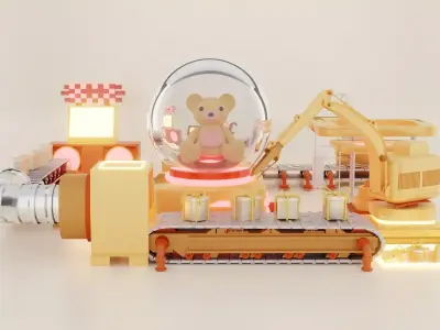 Production of Toy Factory Futuristic Low-poly 3D model Low-poly 3D model