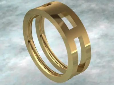 Golden Luxury Band Ring 3D print model