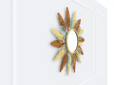 Decorative Metal Mirror plants with gold stainless m14 3D model