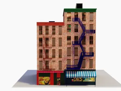 Chicago Brick Building Low-poly 3D model
