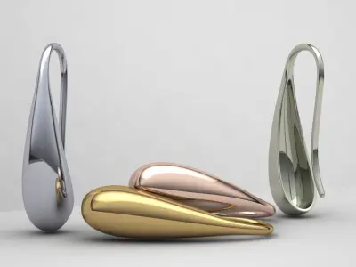 Long Solid Huggie Earrings E 0012 3D print model