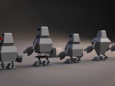 Cartoon Robots Low Poly Pack 3D model
