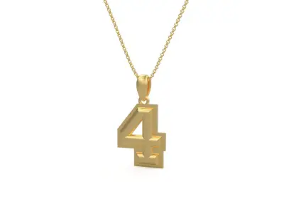Model 1155 Number 4 Necklace Curved With Border 3D print model
