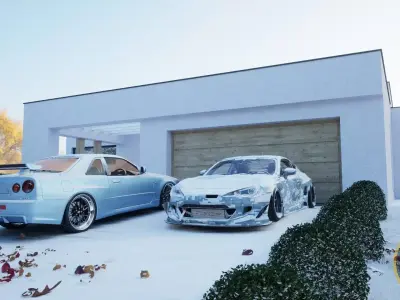 one story modern house villa exterior model 3D model