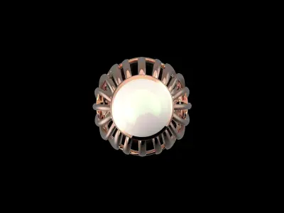 Fashion Ring With Pearl 3D Print Model 3D print model