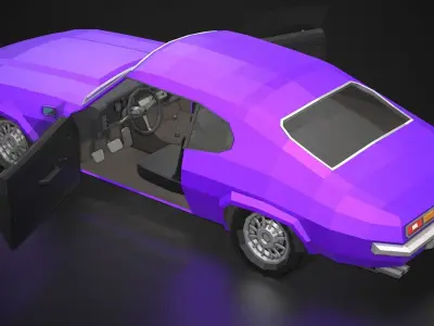 Low-Poly Retro Muscle Car 03 Low-poly 3D model