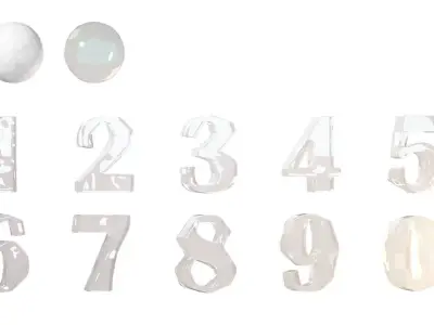 Set of numbers made of snow and ice 3D model