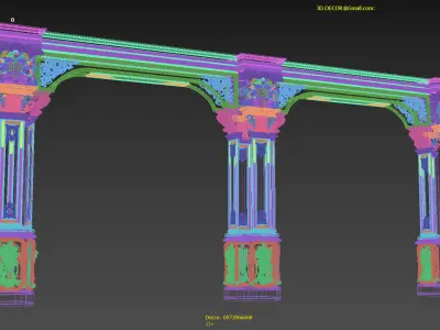 Classic Royal Wooden Arch Column 3D model