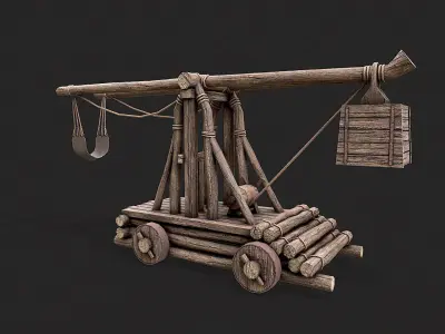 Medieval Siege Catapult 2 Low-poly 3D model