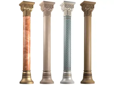 Column in oriental style Arabic columns 3D model