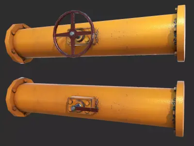 Rusty Pipes PBR Low-poly 3D model