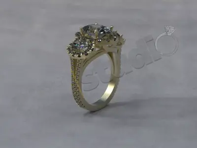 Luxury Trinity twist ring with gems 3d model 3D print model