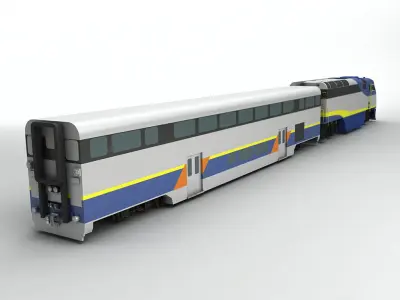 F59PHI Locomotive Train With Passenger Car Low-poly 3D model