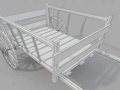 Medieval Wooden Cart Low-poly 3D model