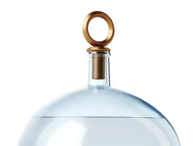 Glass round carafe and a glass of water 3D model