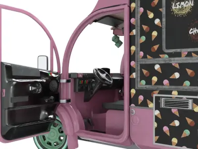 Ice Cream Truck Low-poly 3D model