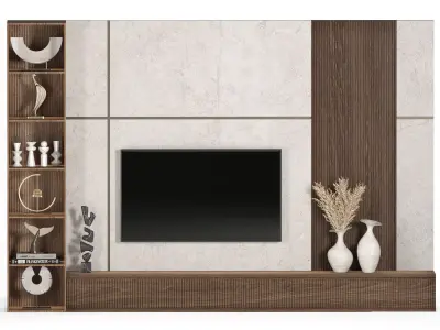 TV wall set03 3D model