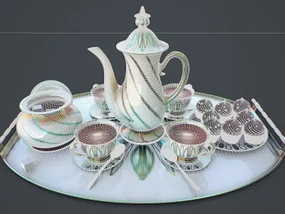 Tea Set 1 Low-poly 3D model