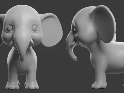 Elephant Toony  Low-poly 3D model