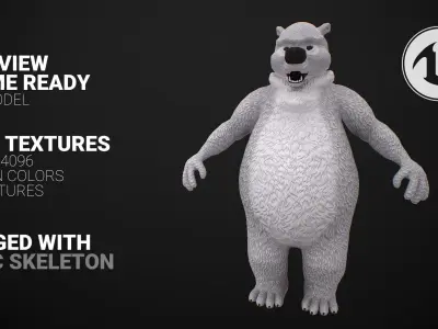 Cartoon Bear Rigged Low-poly 3D model