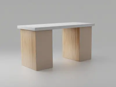 Study desk with drawers Low-poly 3D model