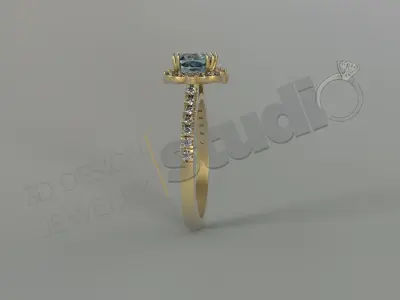 Luxury engagement solitaire unique flower ring 3d model 3D print model