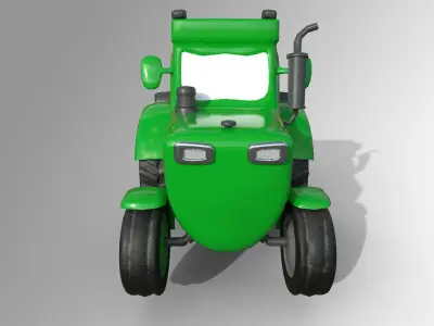 Cartoon Tractor Low-poly 3D model