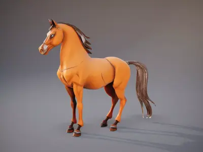 Golden Stallion Sculpture model pack Low-poly 3D model