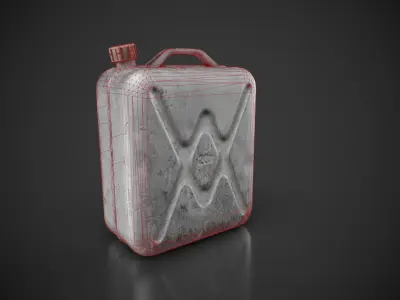 Old aluminum jerrycan Low-poly 3D model