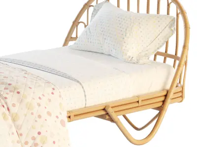 Malu Vintage Rattan Bed 3D model