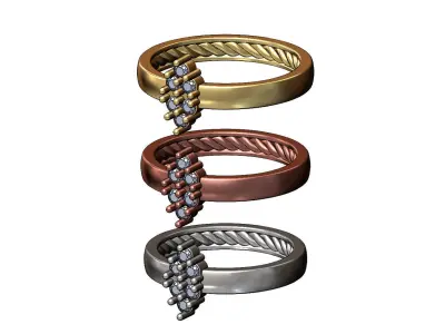 Diamond cluster inner braided band US sizes 6 7 8 3D print model