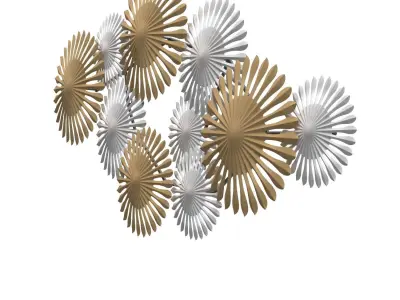 Sparks 45 Inch Wide Gold And Silver Metal Wall Art PBR 3D model