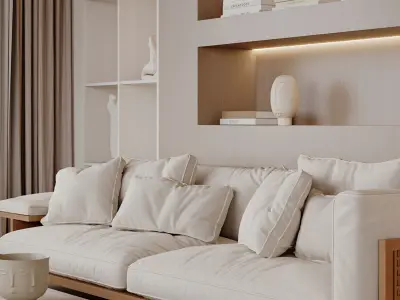 Cream Home Living Room 3D model