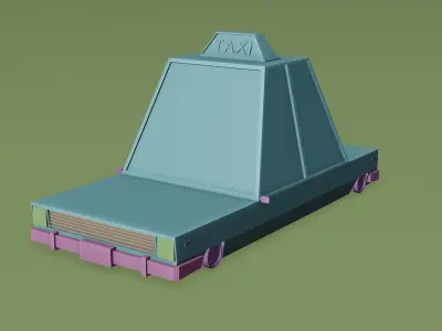 Car 3d Model taxi with sign Low-poly 3D model