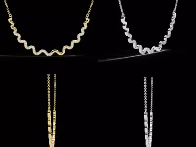 Luxury Wavy Diamond Necklace CAD Design 3DM STL 3D print model