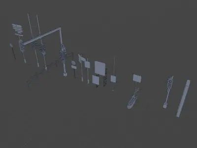 Traffic Signs Collection Free 3D model