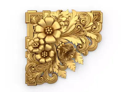Classic carved corner decor ornament cnc 3d printing stl 01 3D model
