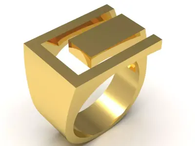 Mens Special Yellow Gold stl 3dm Ring Model mr0271 3D print model