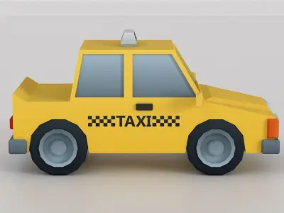 Cartoon Low Poly Car 04 - Taxi Low-poly 3D model