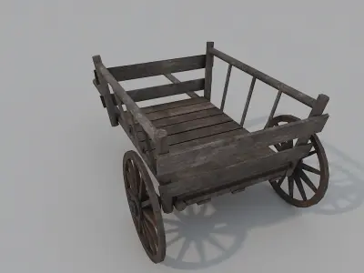 Medieval Wooden Cart Low-poly 3D model