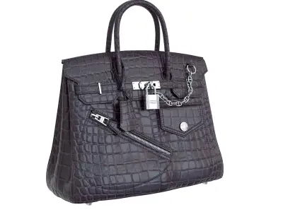 Hermes Birkin Rock Bag Purple Crocodile Low-poly 3D model