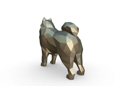 Samoyed low poly dog 3D print model