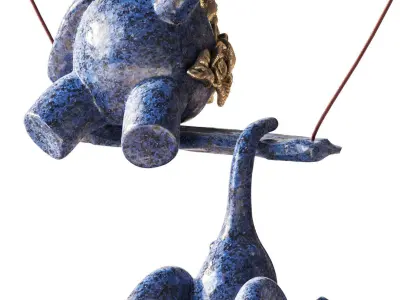 Set of decorative elephants 3D model