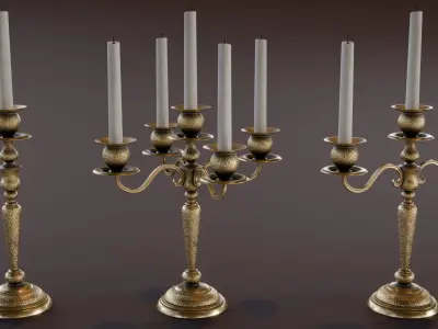 Brass Candle Holders Low-poly 3D model