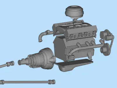 V8 Engine download Free 3D model KIT for old pickup truck Free 3D print model